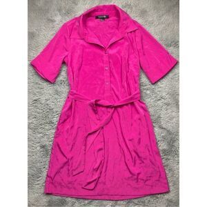 Forever 21 bright fuchsia pink dress with pockets and belt